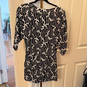 Black and White Patterned Women's Romper
